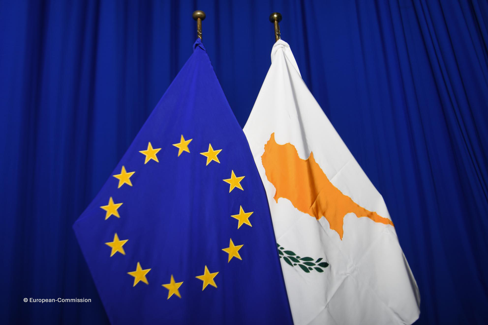 flag of the EU and Cyprus flag