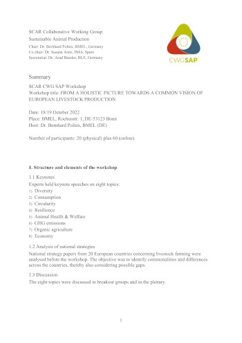 SCAR CWG SAP Workshop - 2022