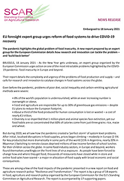 NEWS RELEASE EU expert group urges food agriculture reforms JAN 18 2021